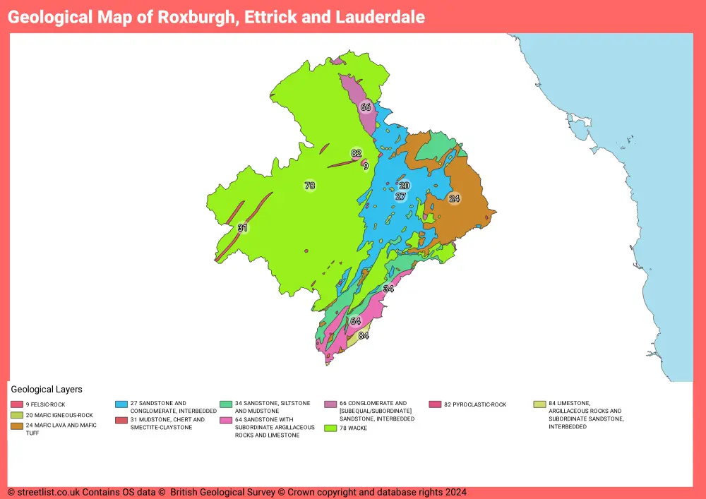 Geological Map of Roxburgh, Ettrick and Lauderdale